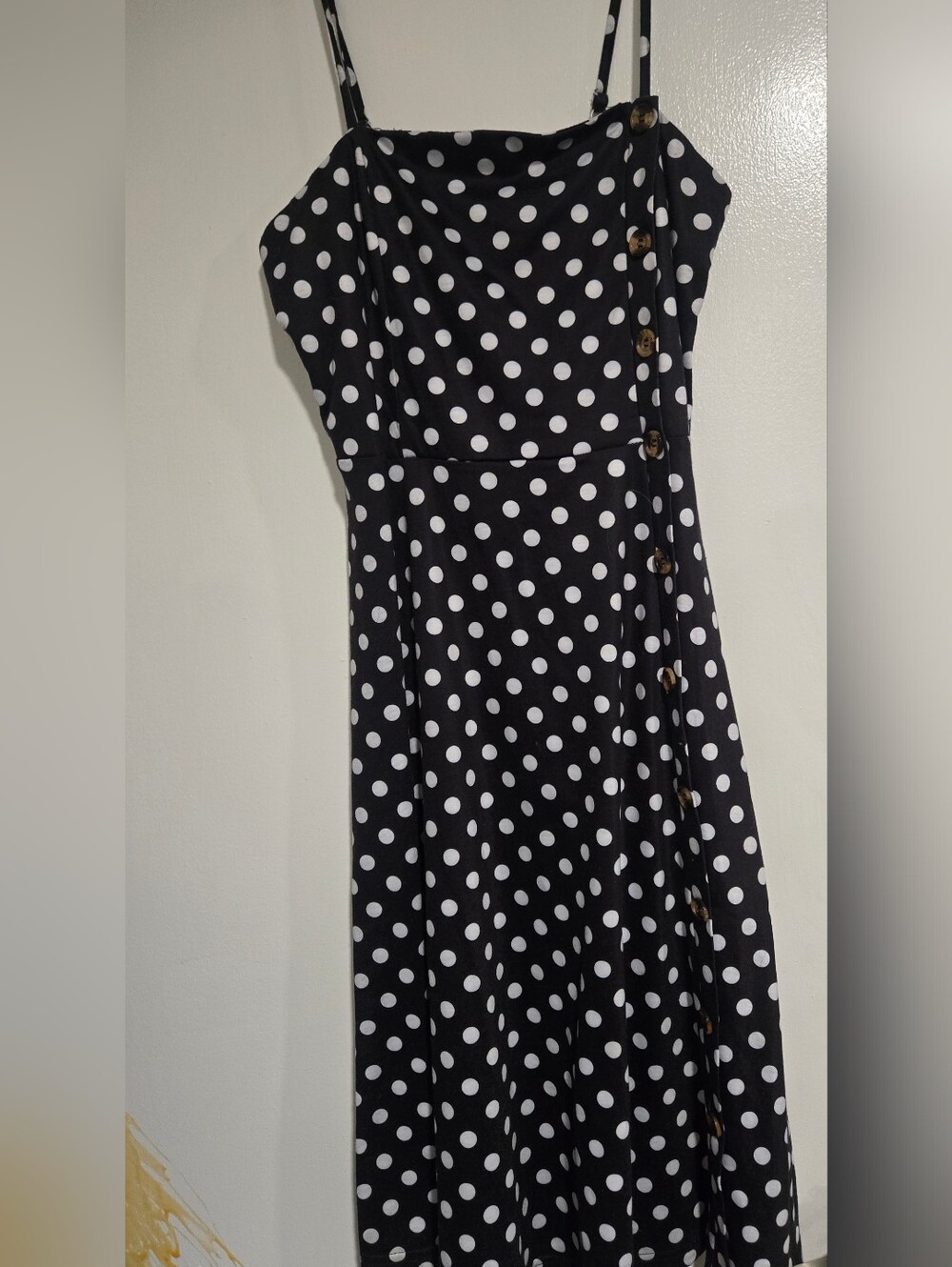 Black and White Polka Dot Sundress - Classic Spaghetti Strap Dress NWOT size S